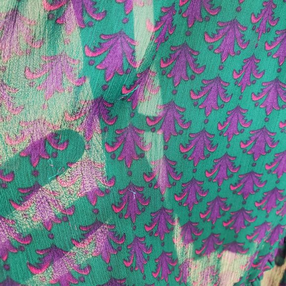 Colorful Planet Girls Green Dress Purple Fleur de Lis Peasan M 7/8 - Picture 10 of 12